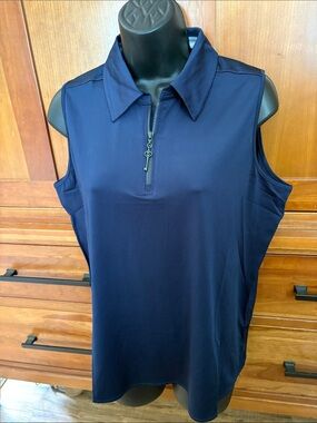 Belyn Key Navy sleeveless polo golf